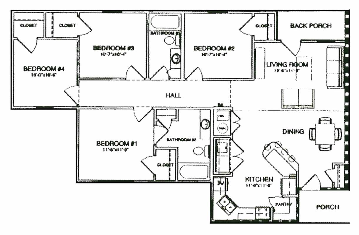 Four Bedroom / Two Bath - 1,398 Sq. Ft.*