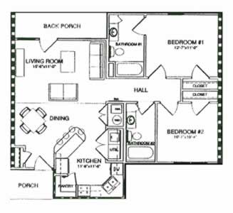 Two Bedroom / Two Bath - 1,002 Sq. Ft.*